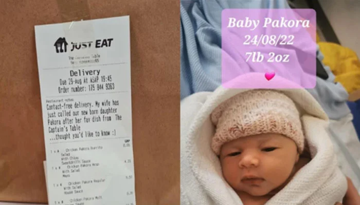 A British couple name their baby girl 'Pakora'