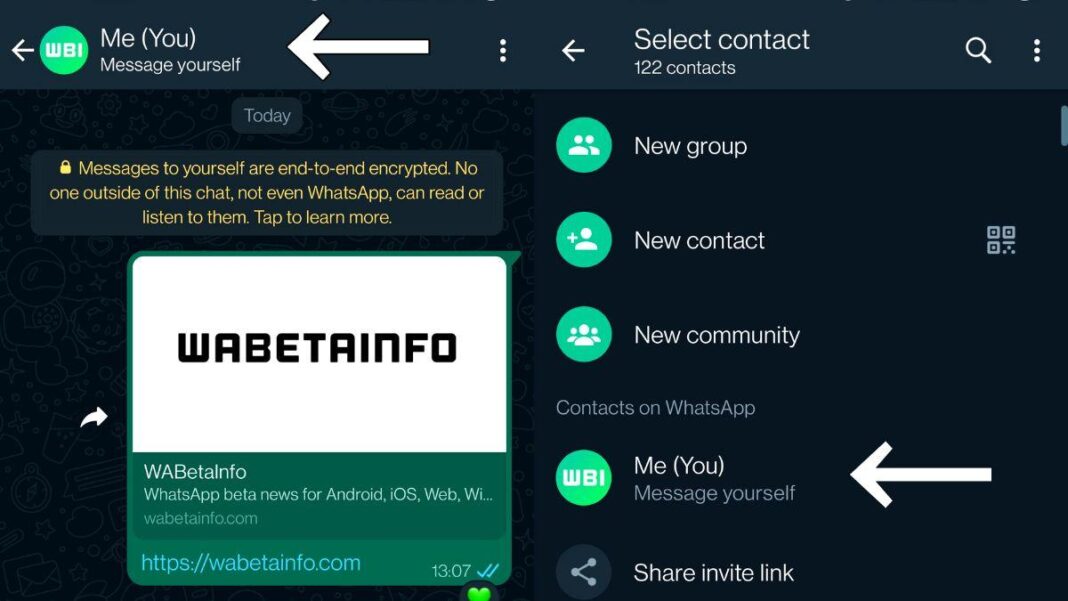 Whatsapp rolls out message yourself feature