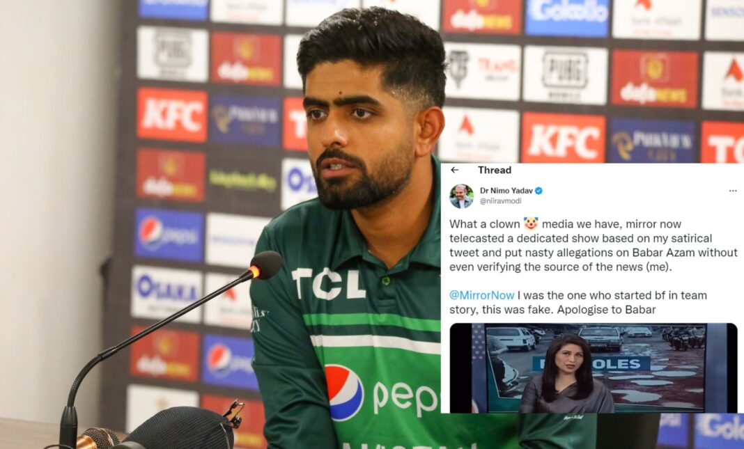 Nimo Yadav apologies for a 'Fake Tweet' about Babar Azam