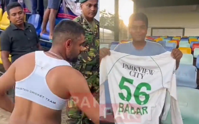 Babar Azam gifts jersey to young Sri Lanka fan