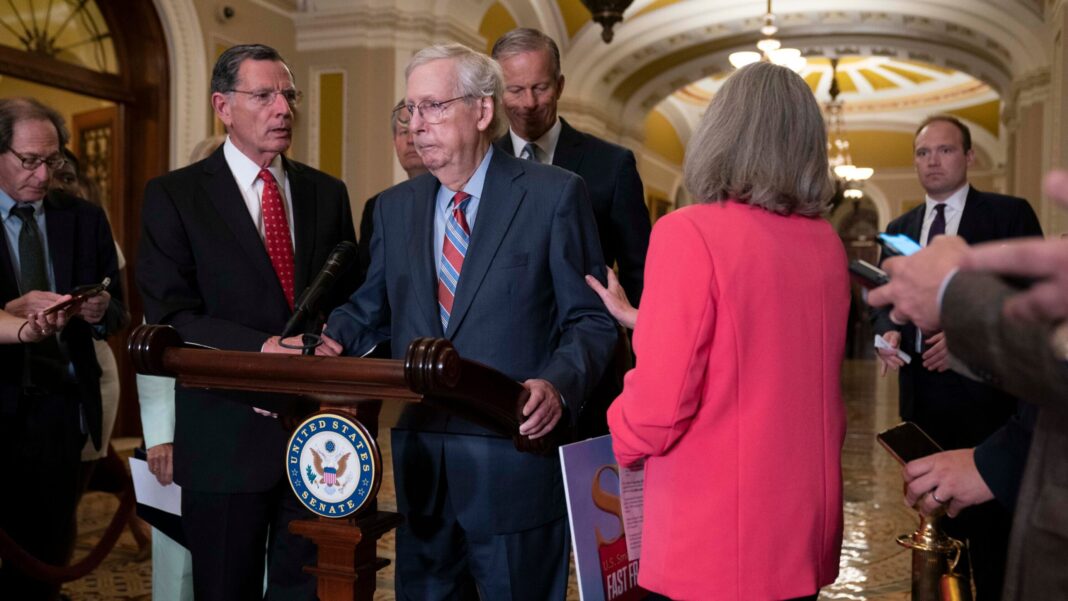 Mitch McConnell appears to freeze while speaking to reporters