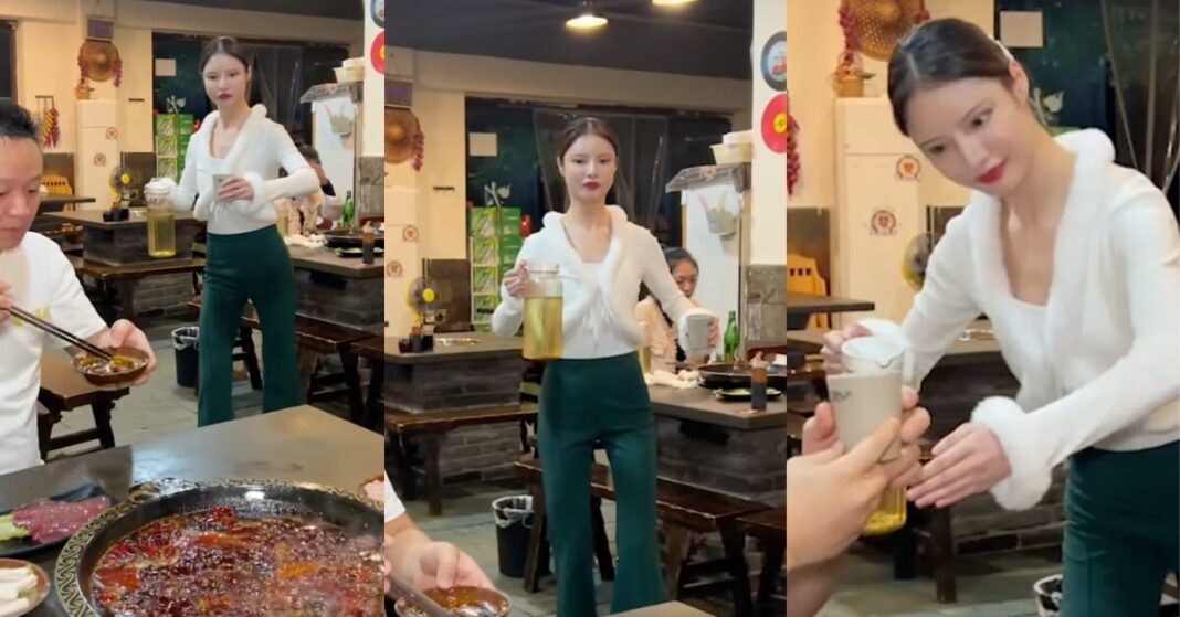 Robot waitress in China